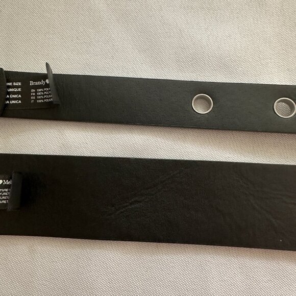 Brandy Melville Belts Lot of 2 Black Faux Leather Silver Buckle Rivet Holes - Picture 4 of 15